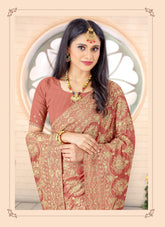 Saree in Dusty Peach Looking Lovely